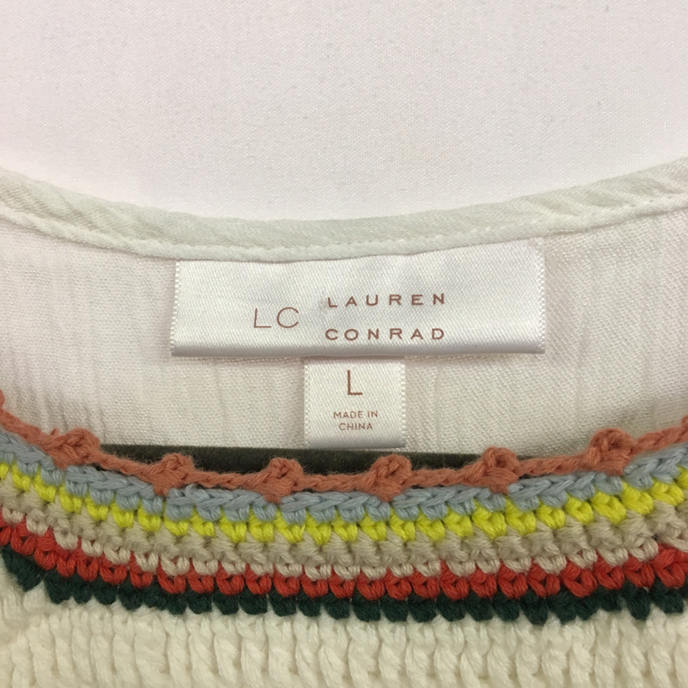 LC Lauren Conrad Sleeveless Crochet Cream Blouse - Picture 4 of 6